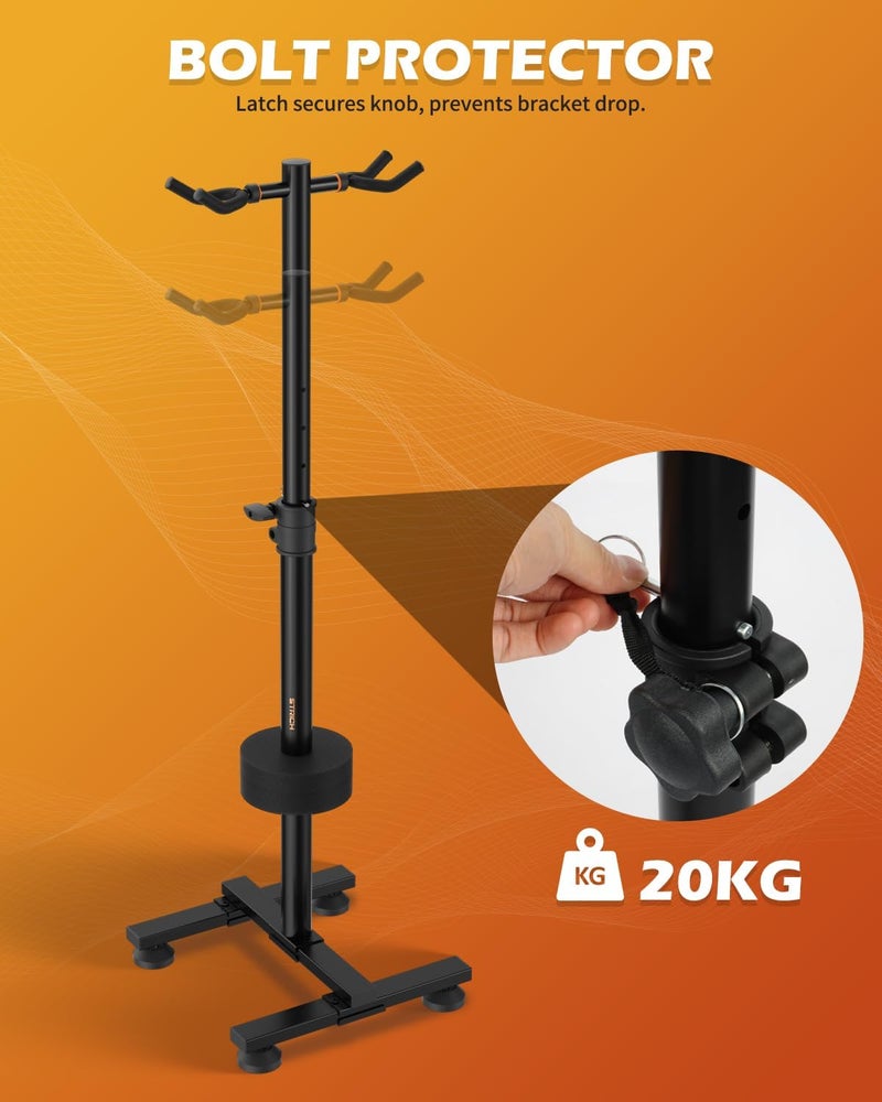 STRICH Guitar Stands Floor, 2 Adjustable Guitar Stand Holder, Heavy Duty 2 Guitar Stand for Acoustic Electric Guitars Bass Banjos, Folding Multi Guitar Stands 2-Holder, FH-S2 Black - Image 4